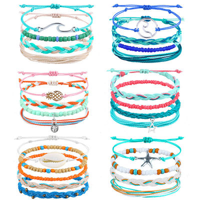 Bracelet à perles de riz tressé en fil de cire de 16 8CM pour femmes