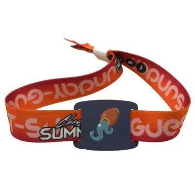 Taille personnalisée Événement Fête Fête RFID Bracelets en tissu satiné avec impression de logo