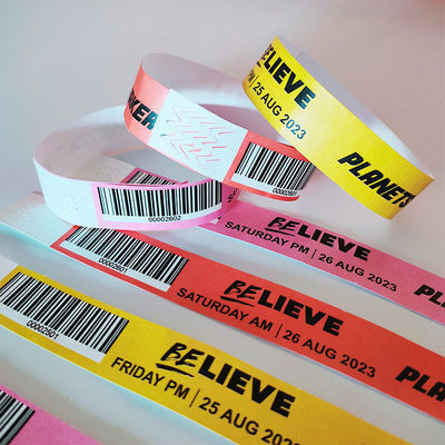 Impression personnalisée en bleu Des bracelets Dupont/Tyvek pour les événements/festivals 250*25mm Largeur de bande