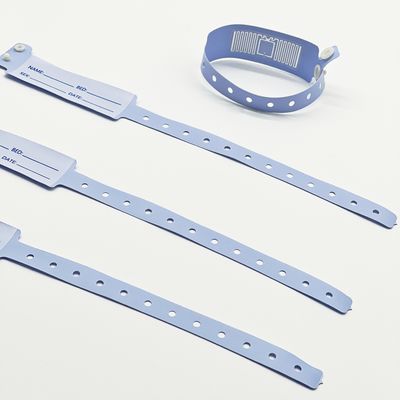 Bracelet doux pour nouveau-né avec puce RFID NFC et logo personnalisé en PVC bleu