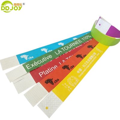 250*25mm et 250*19mm Tyvek Bracelet en papier avec exigences d'impression personnalisées