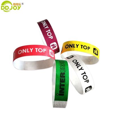 250*25mm et 250*19mm Tyvek Bracelet en papier avec exigences d'impression personnalisées