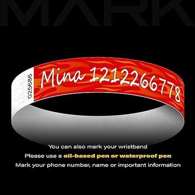 250*25mm et 250*19mm Tyvek Bracelet en papier avec exigences d'impression personnalisées