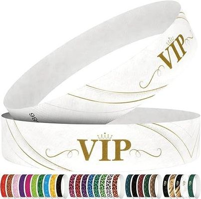 Des bracelets en papier imperméable Tyvek parfaits pour les événements, les fêtes avec l'impression de logo sur mesure.
