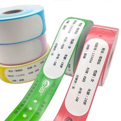 Bracelets pour adultes d'impression directe sur rouleau d'hôpital avec code-barres et type papier