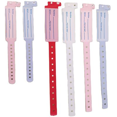 Patients hospitalisés Bracelet d'identité médicale en PVC Bracelet de poignet avec 250*25mm et 170*18mm Tailles