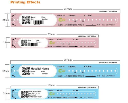 Imprimante GODEX Bracelet unique imperméable à l' eau rose pour l' identification des patients hospitalisés