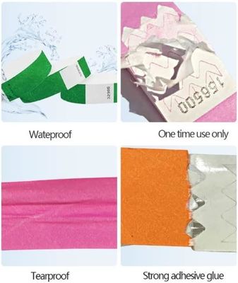 Bracelet Tyvek en papier imprimé pour les événements et les fêtes Logo OEM résistant aux larmes Acceptable