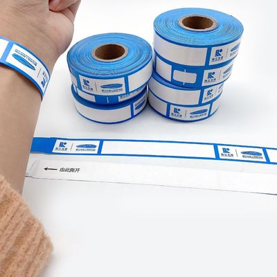 Logo personnalisé Bracelet de poignet en papier synthétique bleu pour les billets d'entrée scéniques
