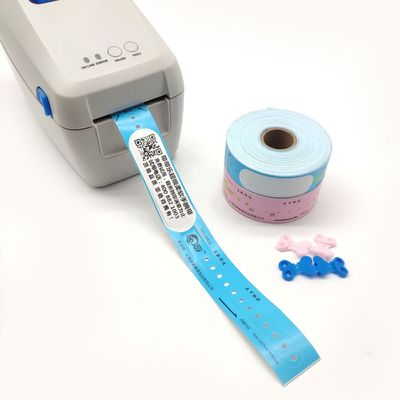 205*25mm Disposable imperméable à l'eau Qr Code papier d'impression sur mesure Event bracelet thermique