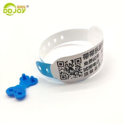 205*25mm Disposable imperméable à l'eau Qr Code papier d'impression sur mesure Event bracelet thermique