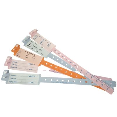 Bracelet jetable en plastique médical orange pour système d'identification d'hôpital sur mesure