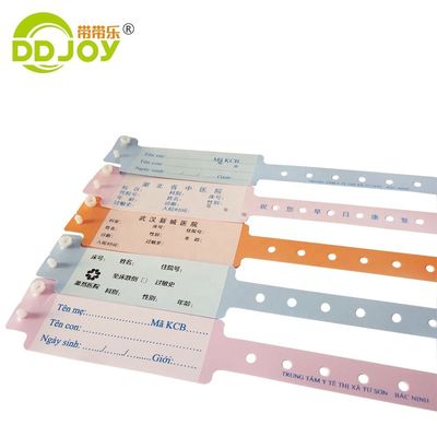 Bracelet jetable en plastique médical orange pour système d'identification d'hôpital sur mesure