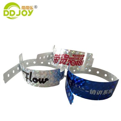 Glitter ID Bracelet Impression de logo personnalisé Bracelets holographiques pour les billets du parc du festival