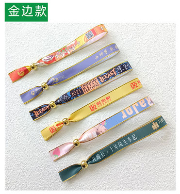 Taille personnalisée Une fois les marques Logo Text Printing Tissu Événement Festival Party Bracelets