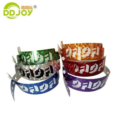 Glitter ID Bracelet Impression de logo personnalisé Bracelets holographiques pour les billets du parc du festival