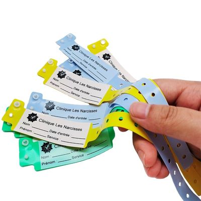 170*18mm taille enfant Bracelet d'identité en PVC personnalisé Bracelet d'hôpital en plastique doux jetable