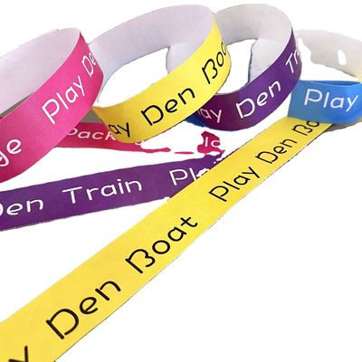 Logo personnalisé Bracelet imprimé Papier imperméable Tyvek Bracelets Fermeture adhésive solide