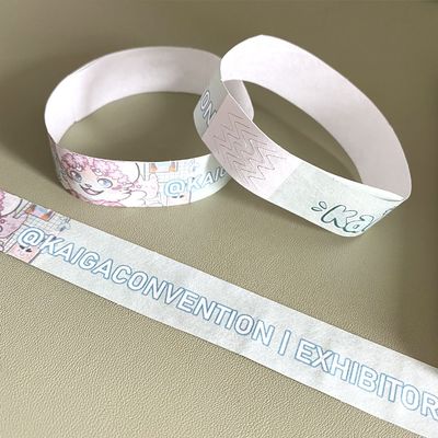 Logo personnalisé Bracelet imprimé Papier imperméable Tyvek Bracelets Fermeture adhésive solide