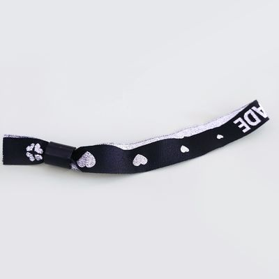 Personnaliser le logo événement festival ruban satin bracelet tissé de tissu bracelet avec artwork