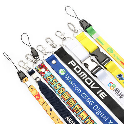 Bureau 90 * 15mm polyester plat personnalisé Single Sublimation Lanyards Pour la personnalisation