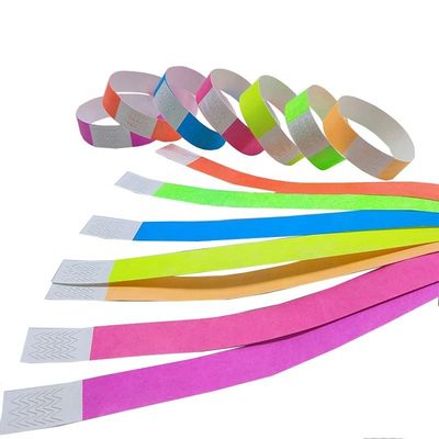 Des bracelets Tyvek de couleur néon personnalisables 250*19mm pour les festivals et les concerts