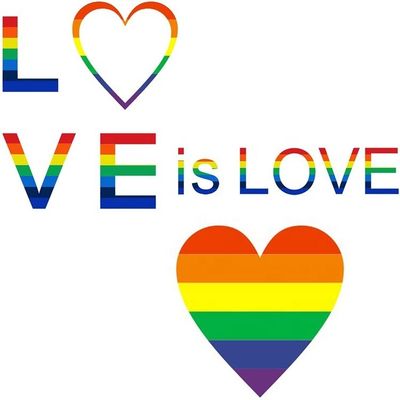 Cadeau artisanal de 1,5 pouce 500 pièces par rouleau en forme de cœur rayé Amour Gay Pride Rainbow Heart Sticker Ruban