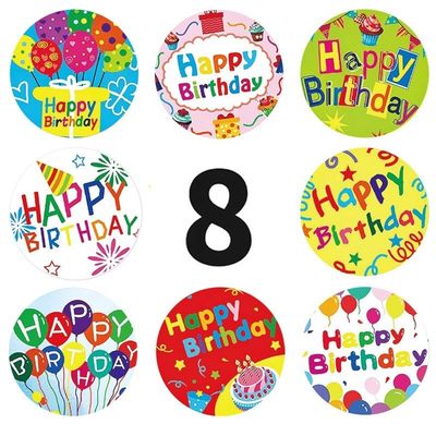 500pcs enfants dessin animé joyeux anniversaire autocollants adhésif autocollant pour la décoration de fête