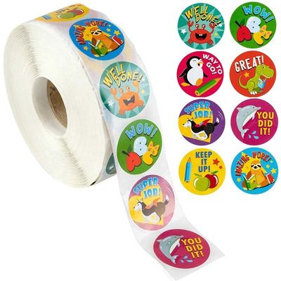Des autocollants ronds de 1 pouce de 25 mm 500 pcs Étiquettes d'animaux mignons pour les récompenses scolaires et les enseignants