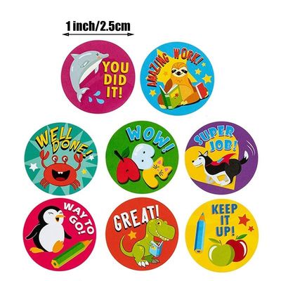 Des autocollants ronds de 1 pouce de 25 mm 500 pcs Étiquettes d'animaux mignons pour les récompenses scolaires et les enseignants