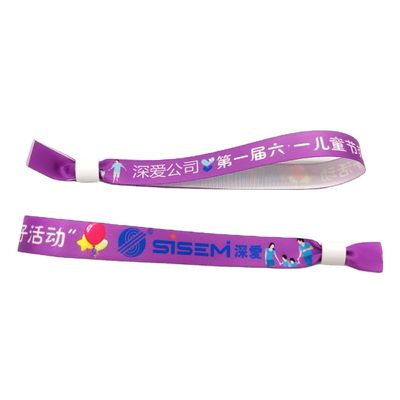 Artwork Logo personnalisé Sublimation courte lanière tissée bracelet jetable pour le festival