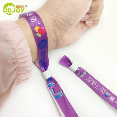 Artwork Logo personnalisé Sublimation courte lanière tissée bracelet jetable pour le festival