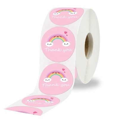 Autocollant personnalisé résistant à l'huile Beau arc-en-ciel Merci Autocollant pour la décoration de cadeau