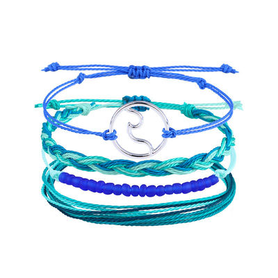 Bracelet à fils de cire de couleur mélangée, fait à la main. Bracelet à coquille de tortue.