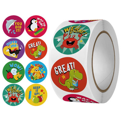 Autocollant de dessin animé avec des cœurs 1,5 &quot; 500 étiquettes par rouleau Couleur personnalisée Cadeaux pour petites entreprises