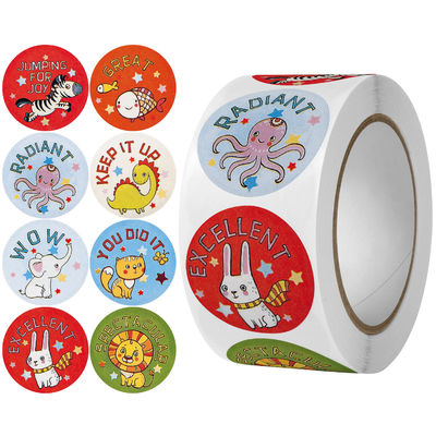 Autocollant de dessin animé avec des cœurs 1,5 &quot; 500 étiquettes par rouleau Couleur personnalisée Cadeaux pour petites entreprises