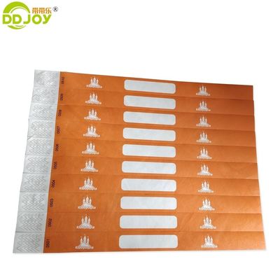 Impression sur demande Utilisateur final cible Bracelet de papier Tyvek réglable avec numéro de série
