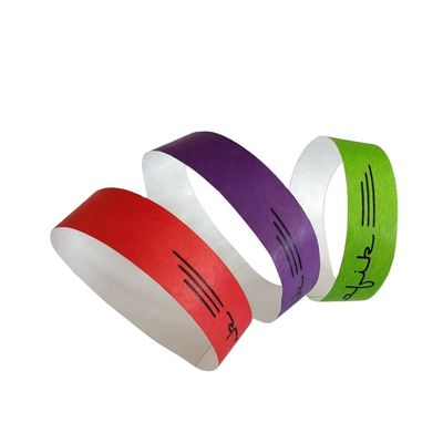250*25mm et 250*19mm Code à barres d'entrée personnalisé Tyvek Bracelets en papier pour la fête