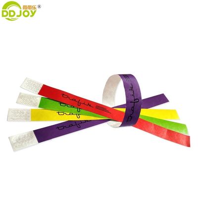 250*25mm et 250*19mm Code à barres d'entrée personnalisé Tyvek Bracelets en papier pour la fête