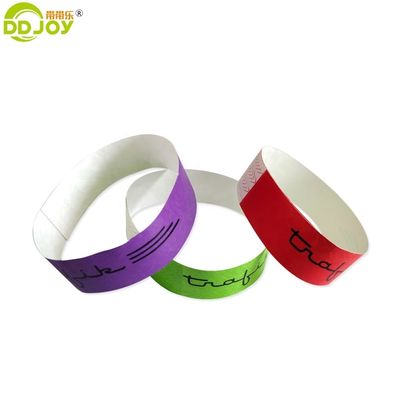 250*25mm et 250*19mm Code à barres d'entrée personnalisé Tyvek Bracelets en papier pour la fête