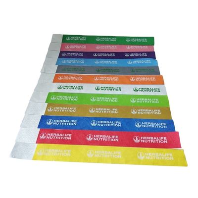 1 pouce Poignets en papier Tyvek rouge Conception personnalisée pour les événements 250*25mm/250*19mm